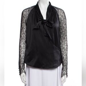 Jonathan Simkhai Black Lace Sleeve Blouse